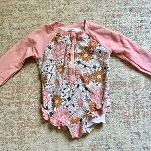 Caden Lane Pink Floral Kids Rashguard